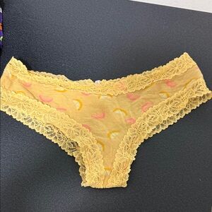 Yellow Lace Trim Women's Panties